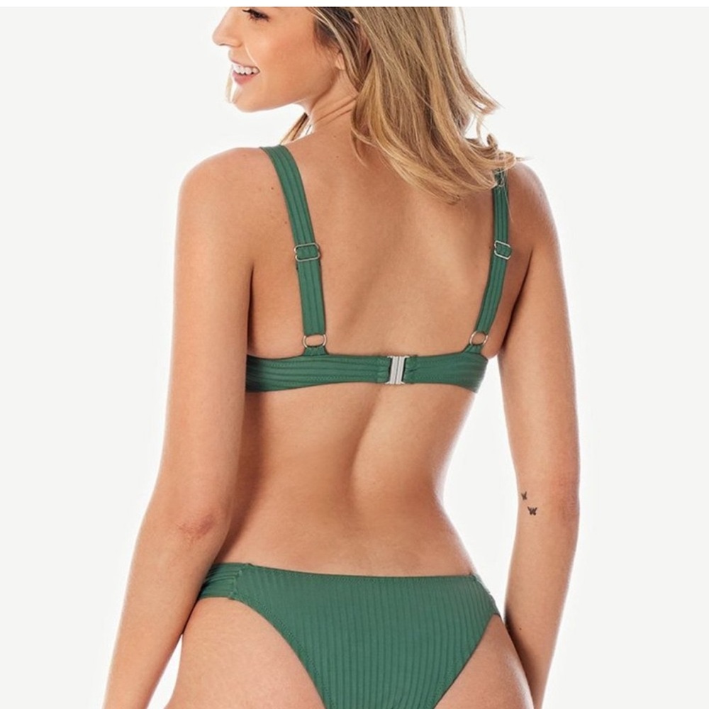 Cupshe Green Ribbed Bikini Set Minimalist Design - Picture 4 of 5